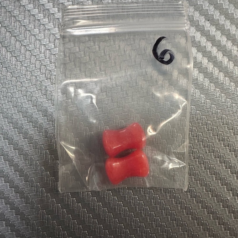 Red Jade Heart Shaped Plugs